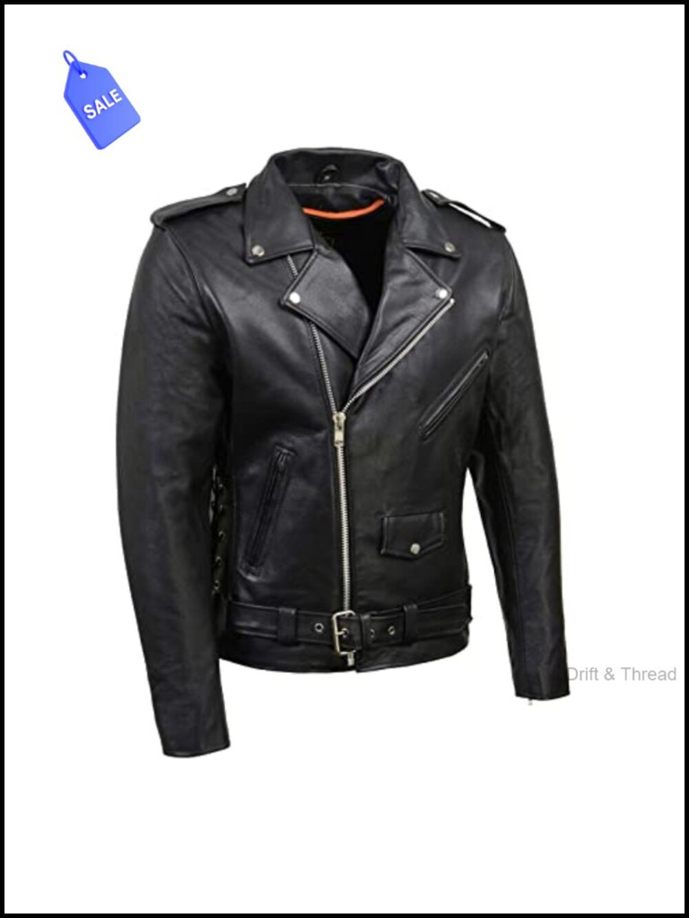 Milwaukee Leather Classic Biker Leather Motorcycle Jacket with Side Laces
